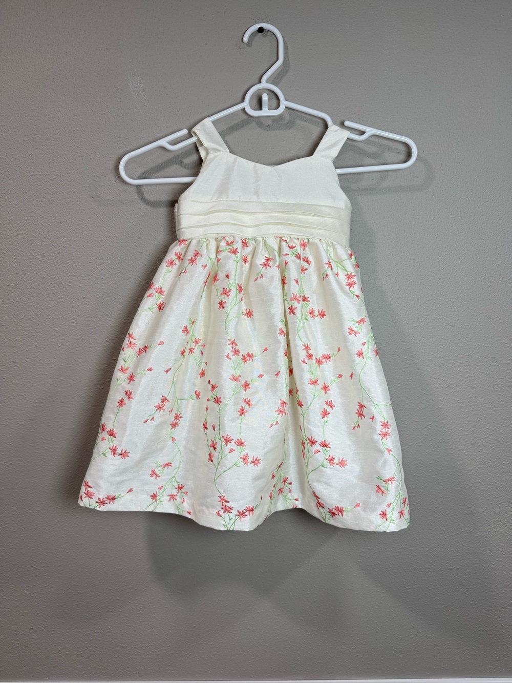 Cherokee Cream Dress with Pink Floral Embroidery